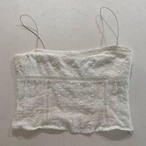 Princess Polly White Eyelet Lace Crop Top Spaghetti Strap Size 4